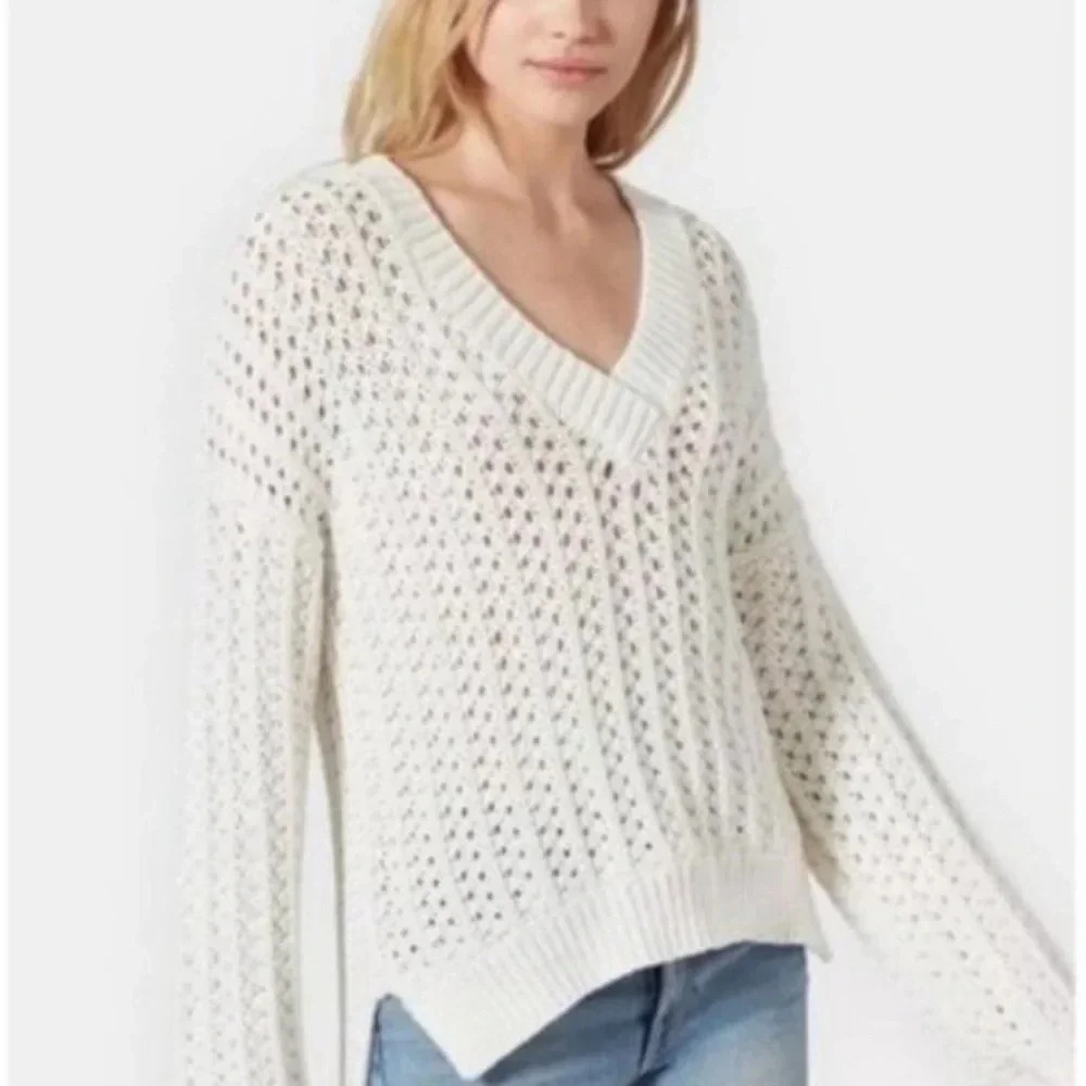 JOIE Sansa V-Neck Sweater Cream White XXS. Like new!